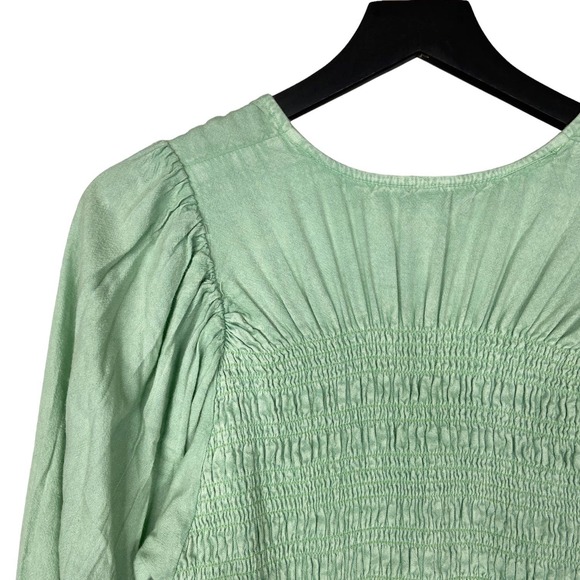 NEW Free People Maxi Dress String of Hearts Long Sleeve Shirred Green Medium - Picture 9 of 11